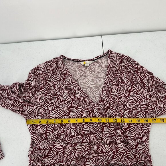 Boden US 12R Layla Dress Viscose Jersey Red White Abstract Print Long Sleeve - Picture 6 of 12